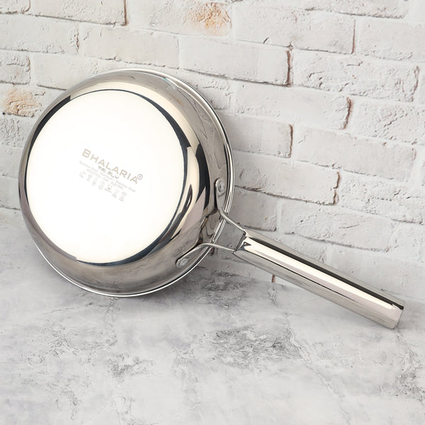 Tri-ply Stainless Steel Fry Pan | Premium Non-Stick Skillet, 3-Layer Construction, Gas & Induction Compatible