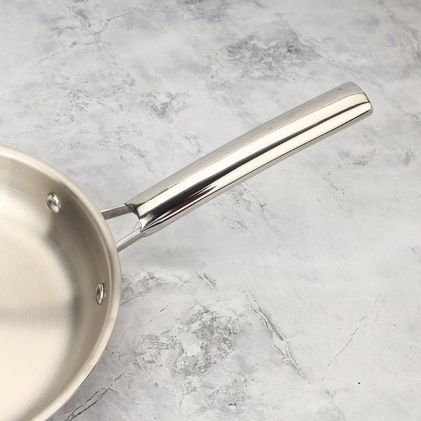 Tri-ply Stainless Steel Fry Pan | Premium Non-Stick Skillet, 3-Layer Construction, Gas & Induction Compatible