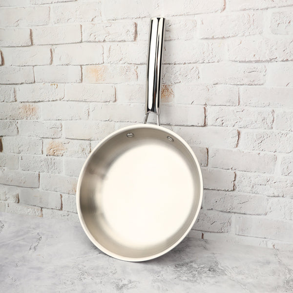 Tri-ply Stainless Steel Fry Pan | Premium Non-Stick Skillet, 3-Layer Construction, Gas & Induction Compatible