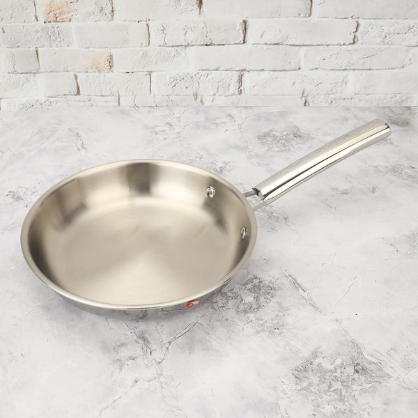 Tri-ply Stainless Steel Fry Pan | Premium Non-Stick Skillet, 3-Layer Construction, Gas & Induction Compatible