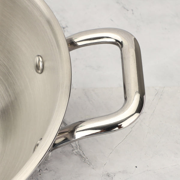 Tri-ply Stainless Steel Kadai | 3-Layer Heavy Body, Non-Stick, Induction Base, Toxin-Free Cookware