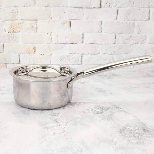 Tri-ply Stainless Steel Sauce Pan with Lid | 100% Food Grade, Toxin-Free, Even Heat Distribution