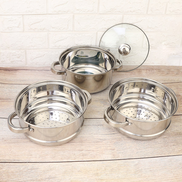 Multi-Purpose Stainless Steel Ramson Steamer Pot 3 Tier with Lid | Healthy Steam Cooking