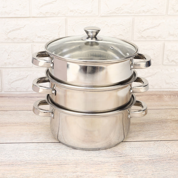 Multi-Purpose Stainless Steel Ramson Steamer Pot 3 Tier with Lid | Healthy Steam Cooking