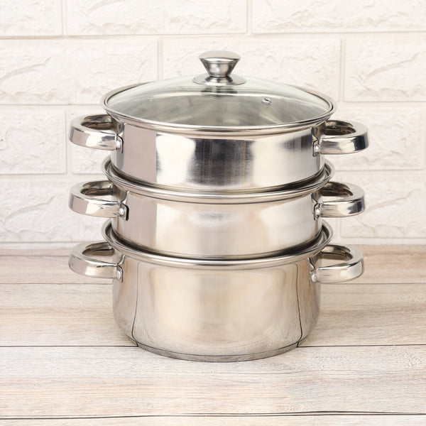Multi-Purpose Stainless Steel IV Steamer Pot 3 Tier | Healthy Steam Cooking
