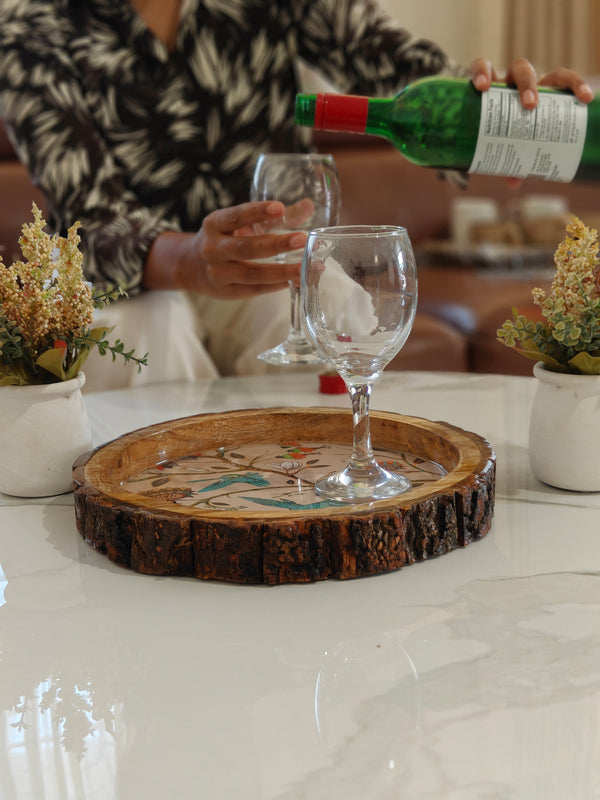 Hummingbird Printed Tray Round 10"