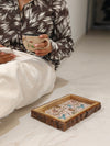 Hummingbird resin| rectangle wooden tray set of 3