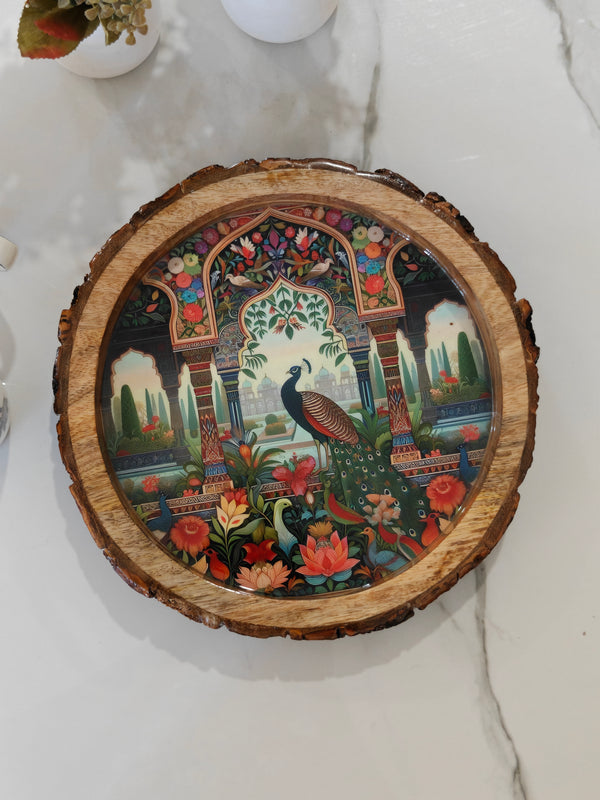 Peacock Printed Tray 10"