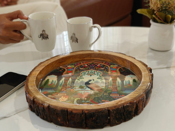 Peacock Printed Tray 10"