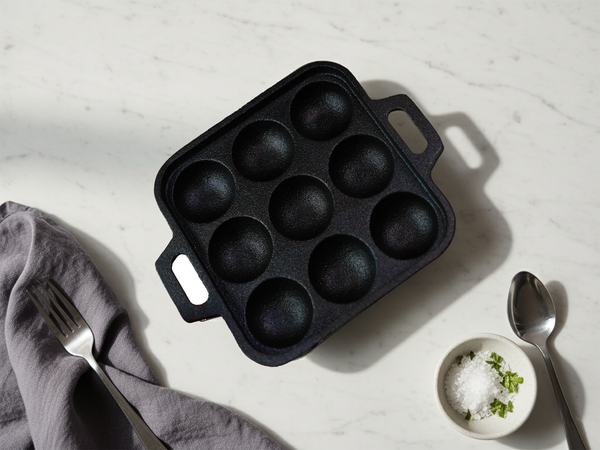 Pre-Seasoned Cast Iron square Paniyaram Pan – Chemical-Free, Traditional Cooking, Long-Lasting Build