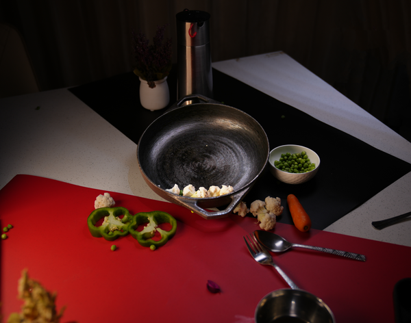 Pre-Seasoned Cast Iron kadai – Chemical-Free, Traditional Cooking, Long-Lasting Build - 10 inches