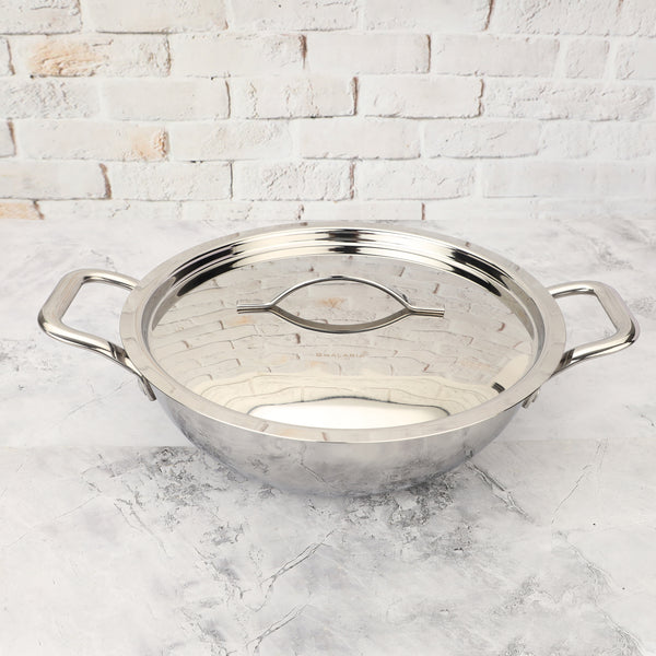 Tri-ply Stainless Steel Kadai | 3-Layer Heavy Body, Non-Stick, Induction Base, Toxin-Free Cookware