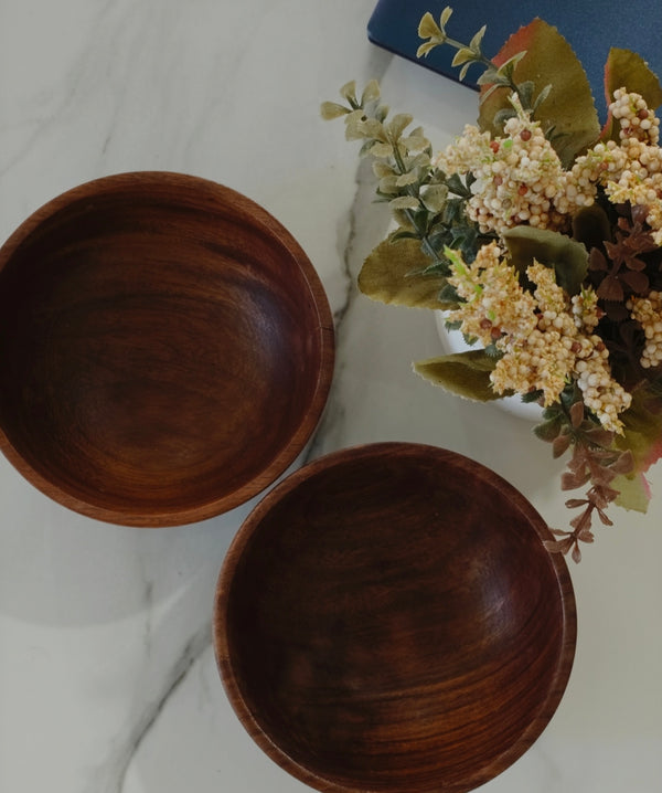 Wooden Bowl 4" Set of 2