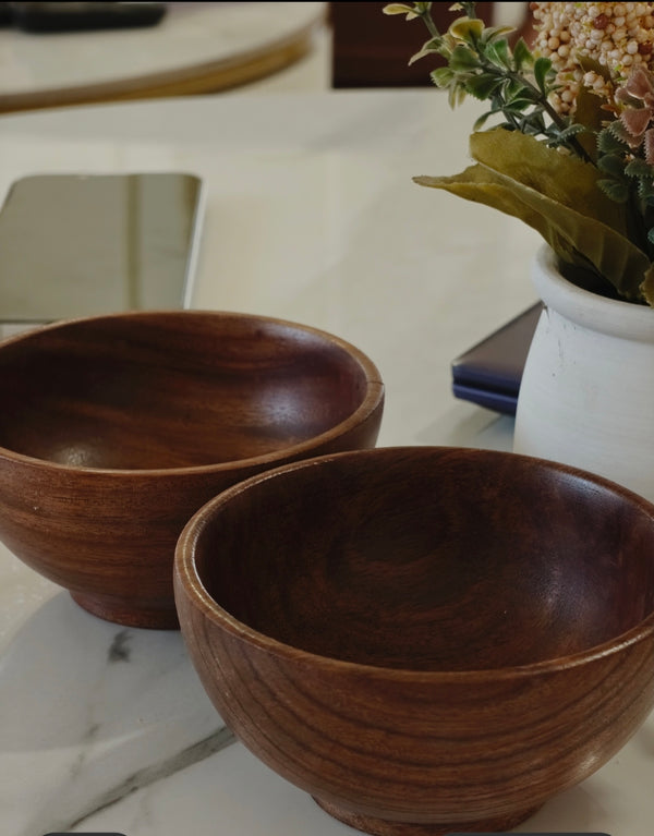 Wooden Bowl 4" Set of 2