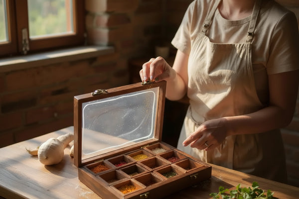 Wooden spice box 12 compartment