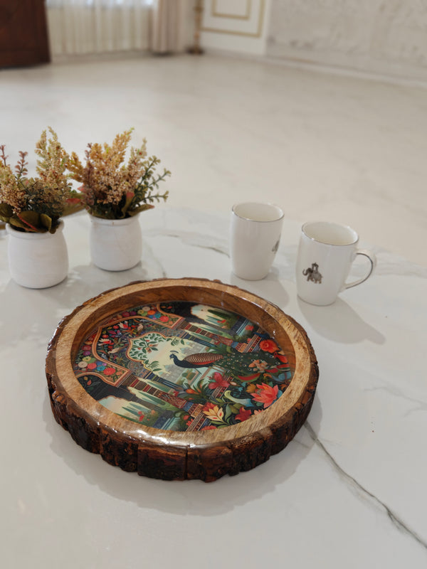 Peacock Printed Tray 10"