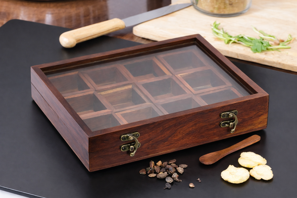 Wooden spice box 12 compartment