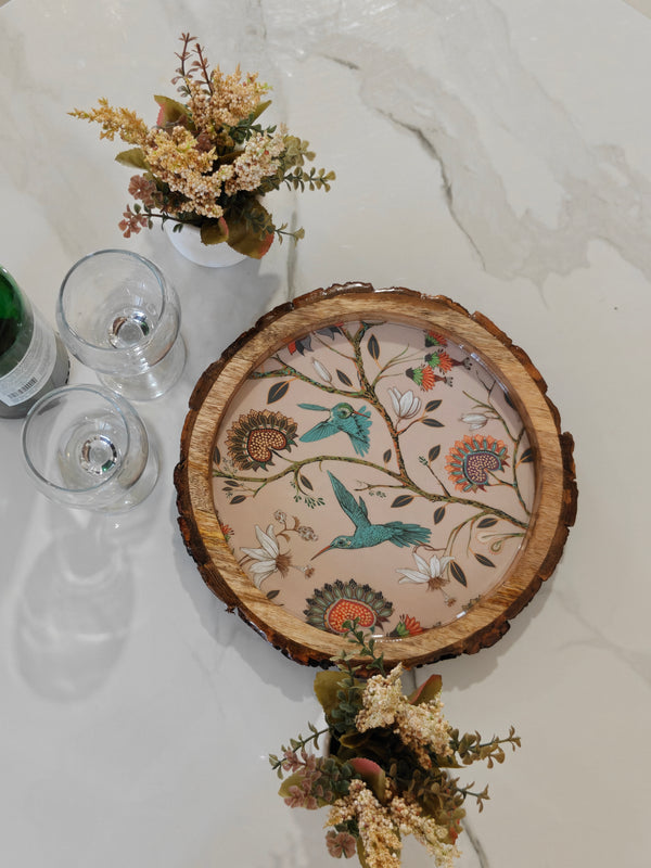 Hummingbird Printed Tray Round 10"